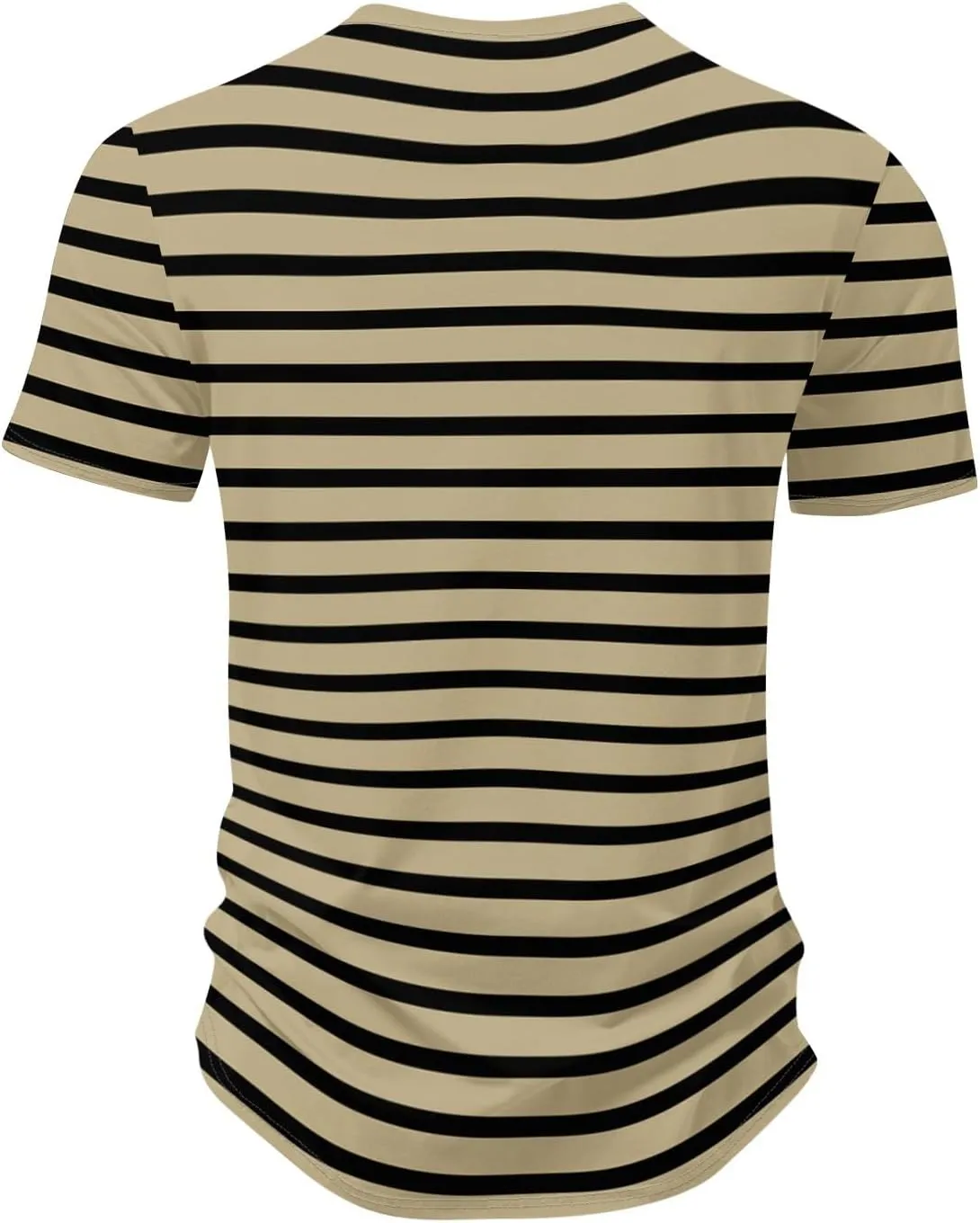 Ymosrh Men's Striped Shirt Short Sleeve V Neck Print T-Shirts Casual Summer Beach Tee Tops Shirts, S-3XL