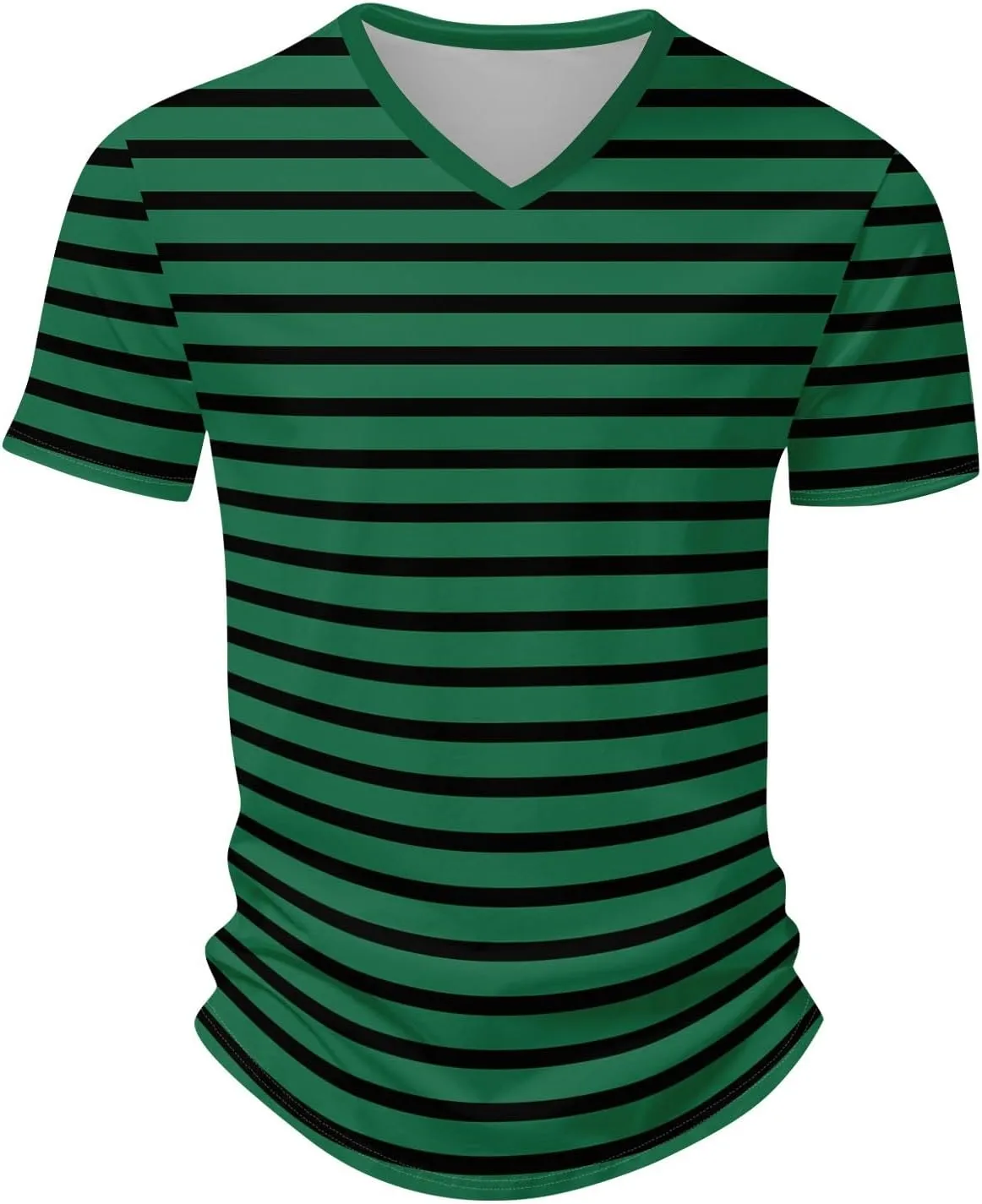 Ymosrh Men's Striped Shirt Short Sleeve V Neck Print T-Shirts Casual Summer Beach Tee Tops Shirts, S-3XL