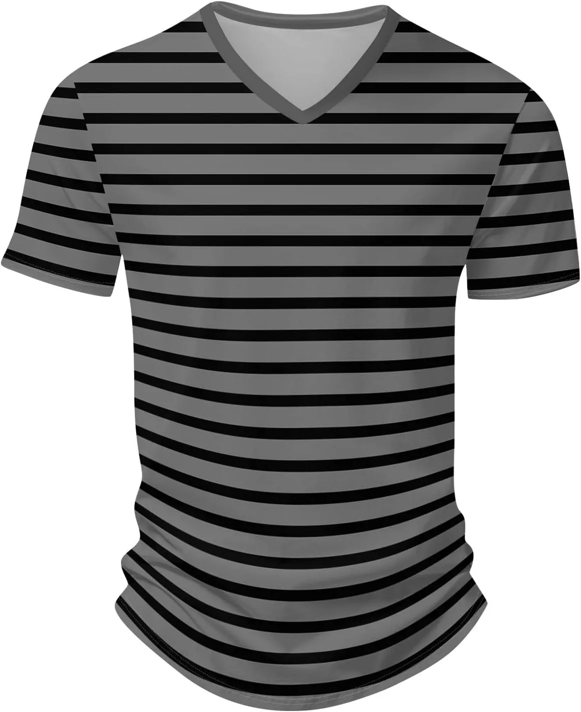 Ymosrh Men's Striped Shirt Short Sleeve V Neck Print T-Shirts Casual Summer Beach Tee Tops Shirts, S-3XL