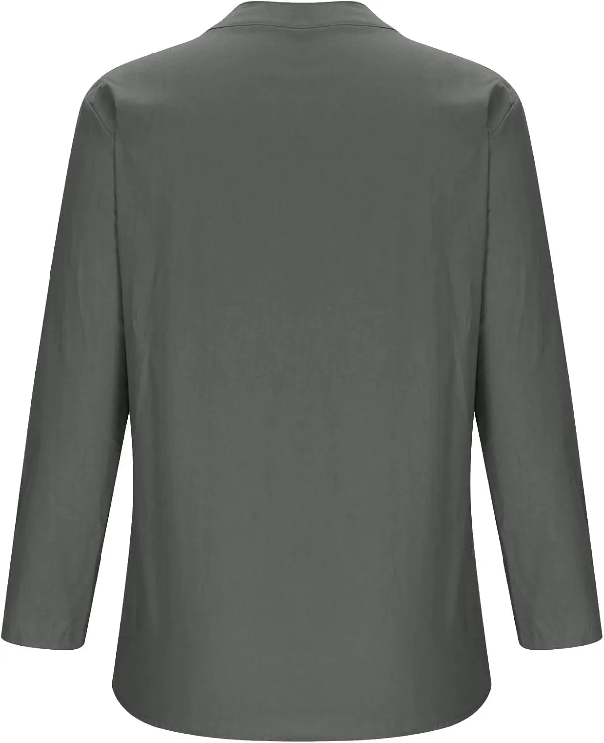 YZHM Womens Long Sleeve Blouses Cotton Linen Plus Size Tops V Neck Button Down Shirts Loose Tunic Tops Solid Trendy Tshirts