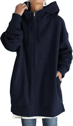 Zip Up Hoodies for Womens Fall Oversized Long Sleeve Hoodies Sweatshirts Casual Jacket Coats with Pockets