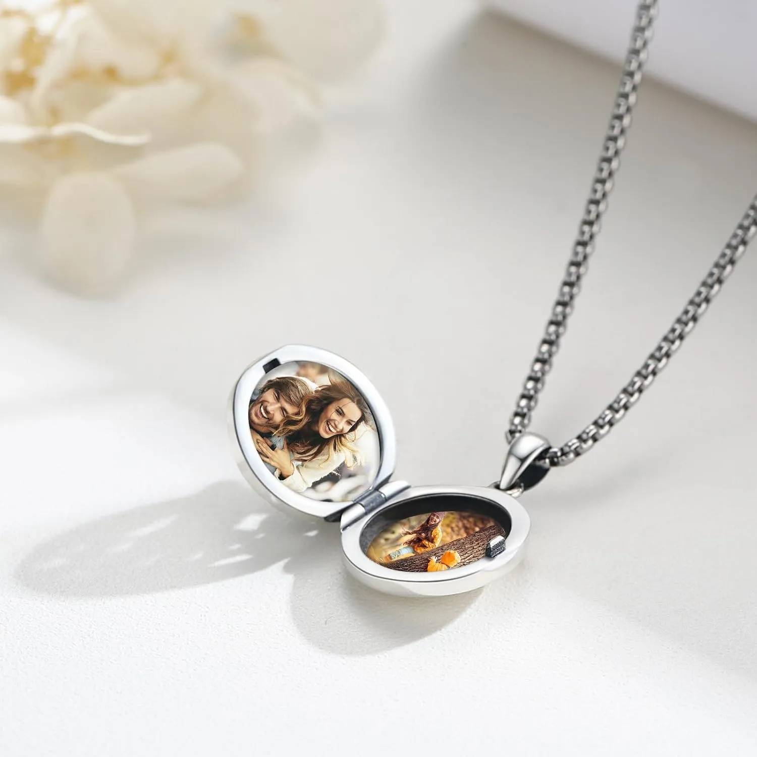 Zodiac Locket Necklace 925 Sterling Silver Constellation Personalized Customized Photos Pendant Jewelry for Women Men