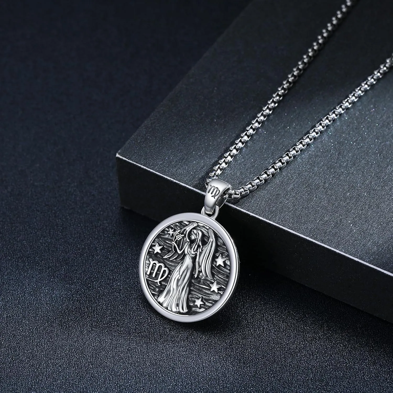 Zodiac Locket Necklace 925 Sterling Silver Constellation Personalized Customized Photos Pendant Jewelry for Women Men