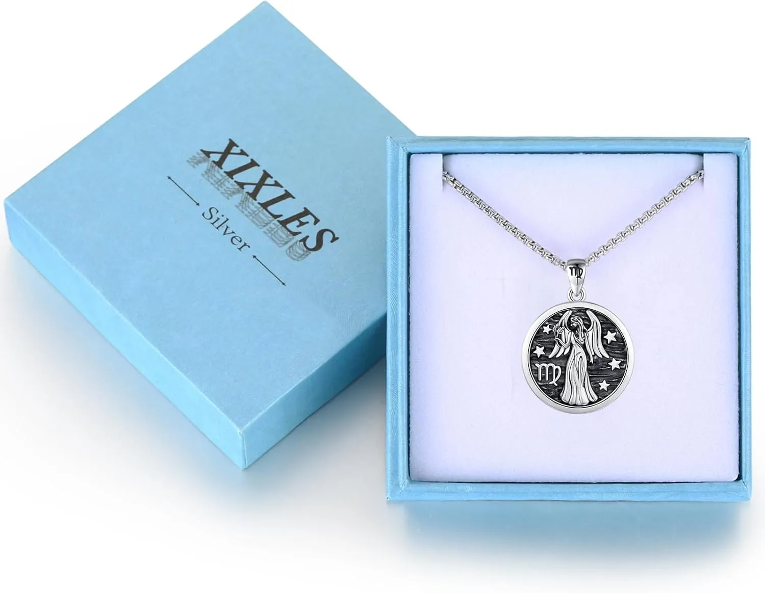 Zodiac Locket Necklace 925 Sterling Silver Constellation Personalized Customized Photos Pendant Jewelry for Women Men